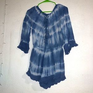 American Eagle Women’s Blue Tie-Dye Romper